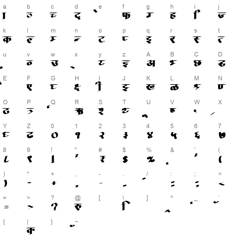 AMS Calligraphy 6 Regular Character Map