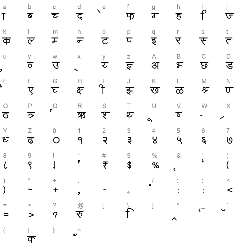 AMS Samanya Bold Regular Character Map