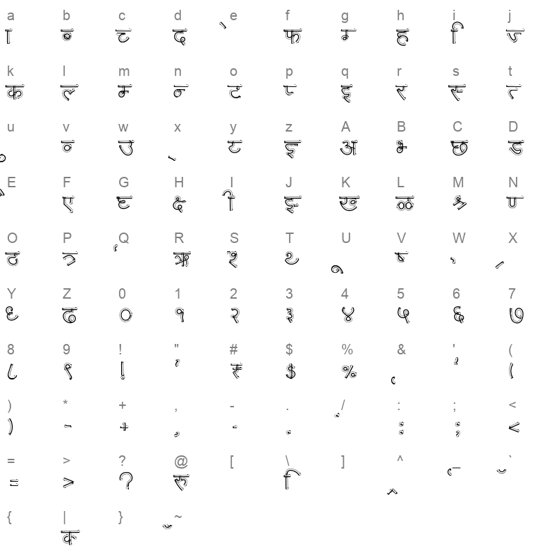 AMS Wood Regular Character Map