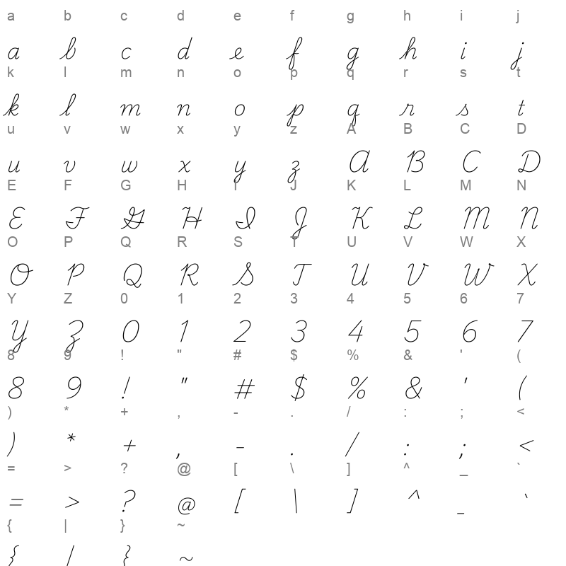 PlaywriteUSTrad Thin Character Map