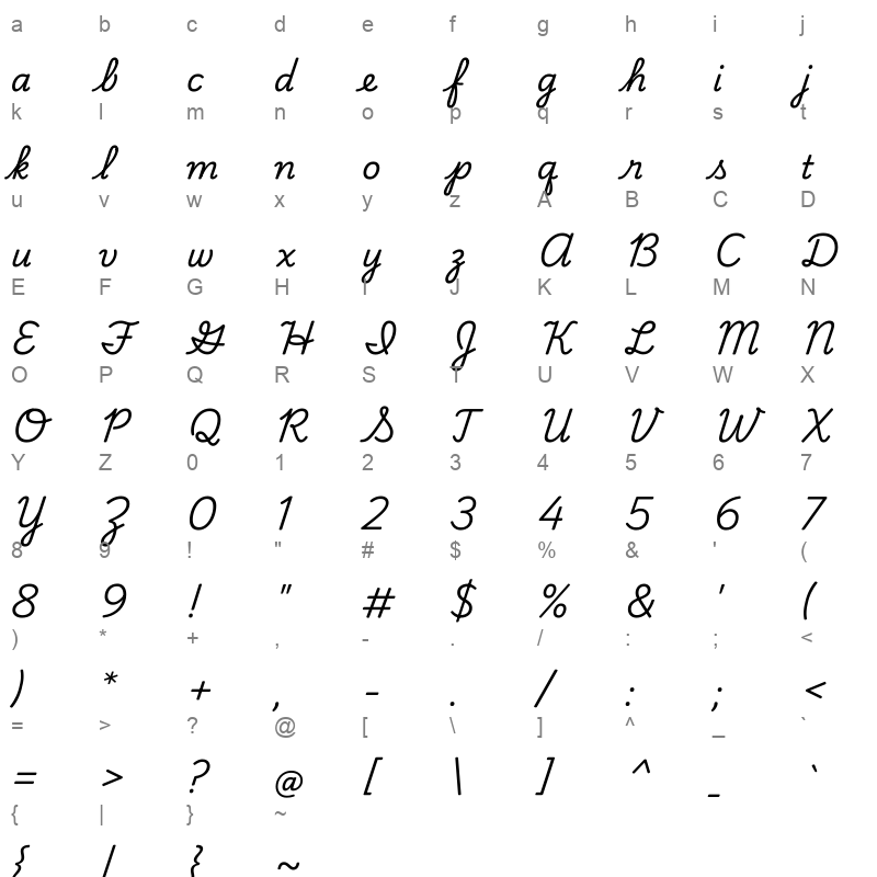 PlaywriteUSTrad VariableFont wght Character Map